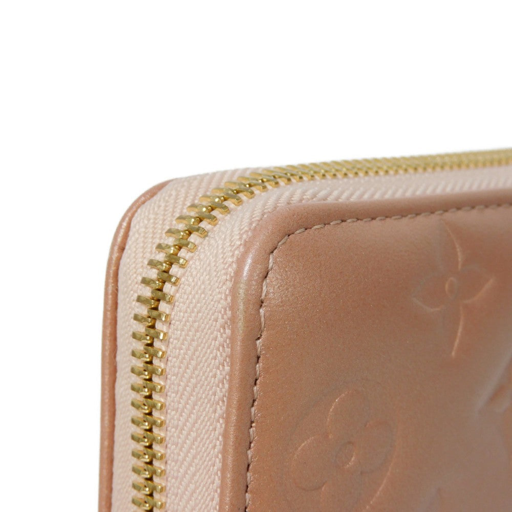 LOUIS VUITTON Long Wallet Purse M81708 Lamb leather (monogram type push) x calf leather Rose gold Monogram emboss Zippy wallet