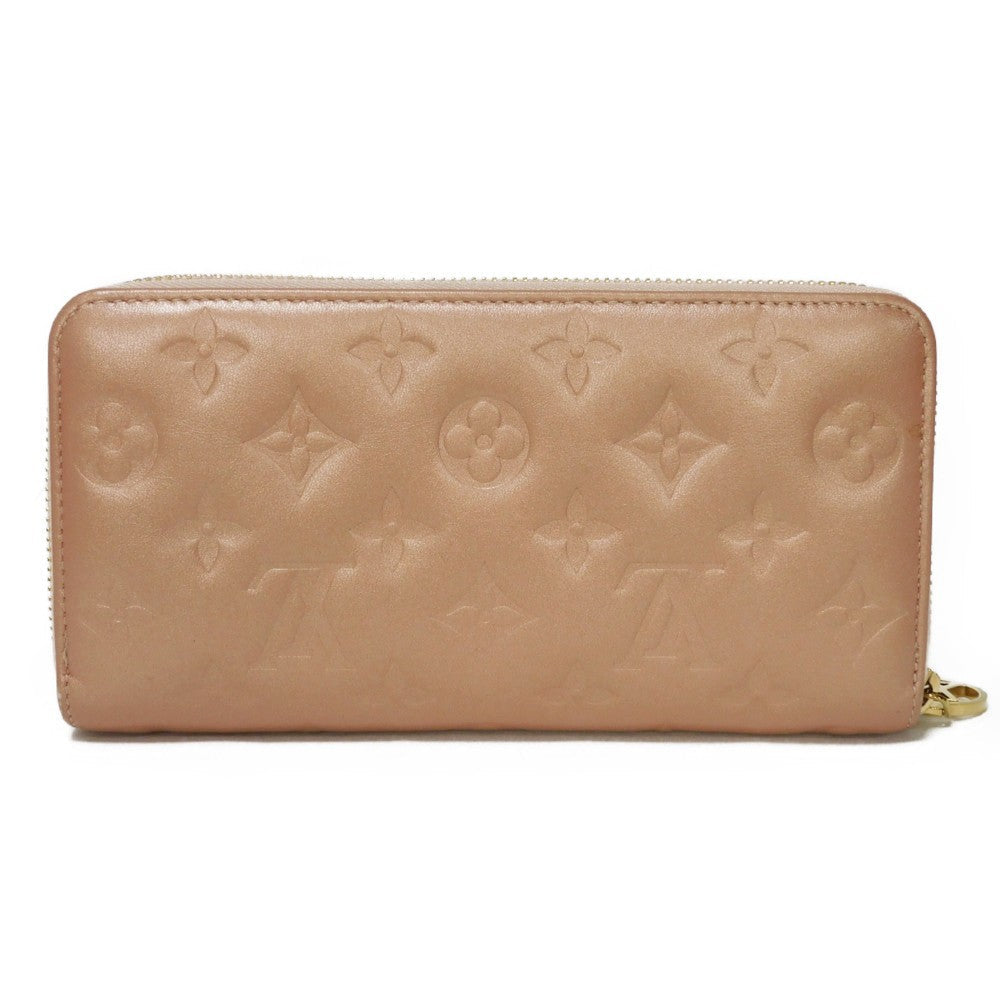 LOUIS VUITTON Long Wallet Purse M81708 Lamb leather (monogram type push) x calf leather Rose gold Monogram emboss Zippy wallet
