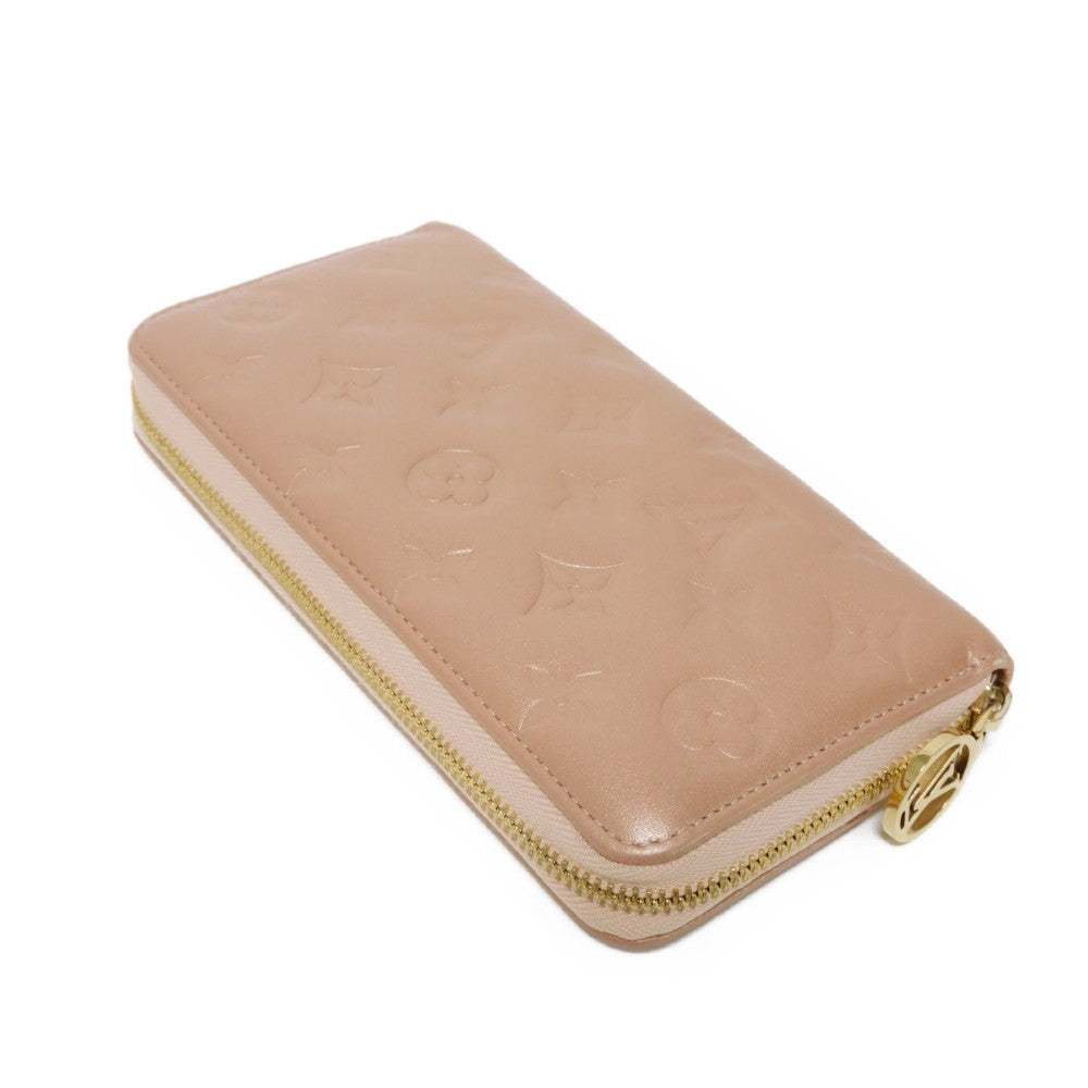 LOUIS VUITTON Long Wallet Purse M81708 Lamb leather (monogram type push) x calf leather Rose gold Monogram emboss Zippy wallet