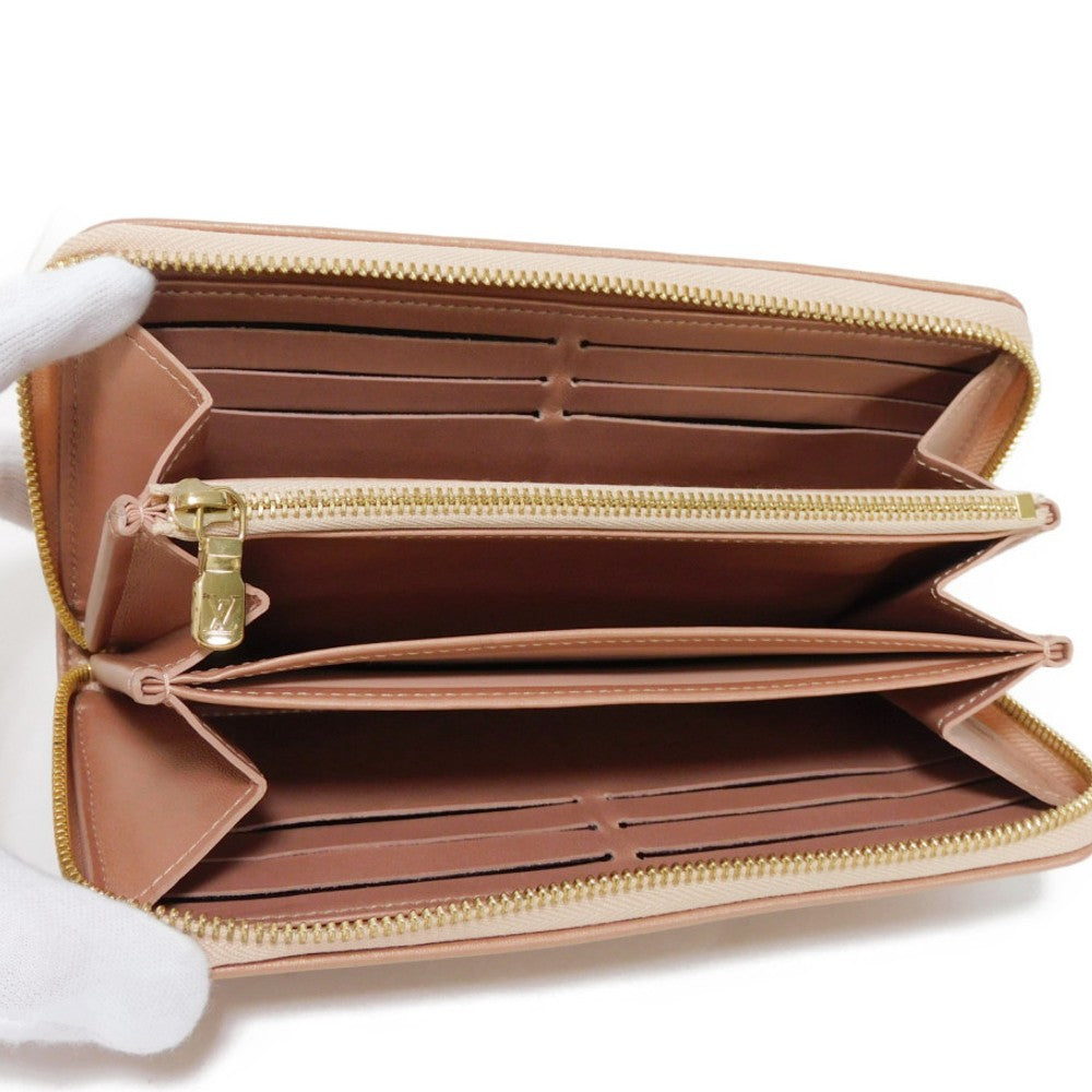 LOUIS VUITTON Long Wallet Purse M81708 Lamb leather (monogram type push) x calf leather Rose gold Monogram emboss Zippy wallet