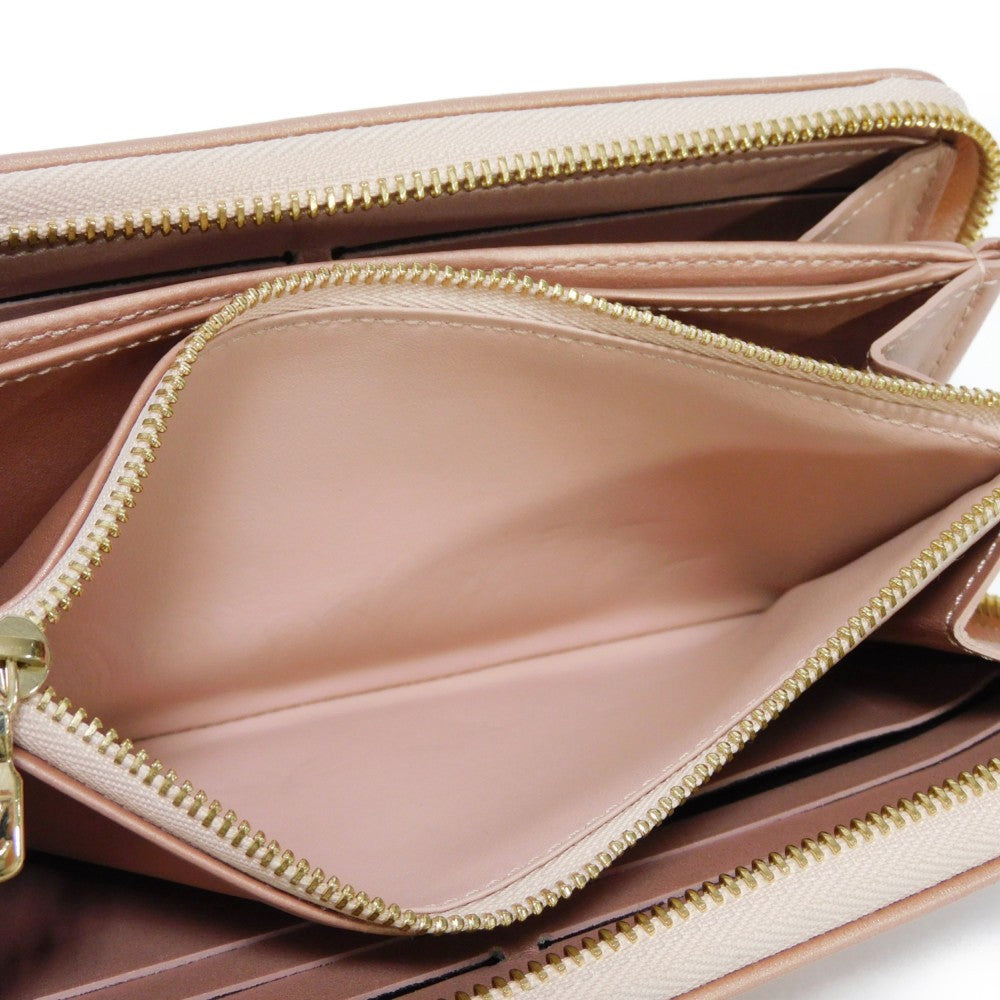 LOUIS VUITTON Long Wallet Purse M81708 Lamb leather (monogram type push) x calf leather Rose gold Monogram emboss Zippy wallet