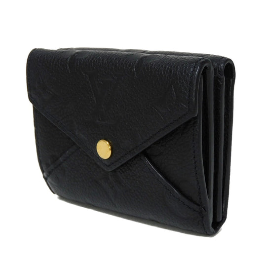 LOUIS VUITTON Tri-fold wallet M82133 Implant leather (monogram embossed) Noir LV logo embossed RFID IC chip Monogram Unplant Portefeuille Celeste unisex(Unisex) Used Authentic