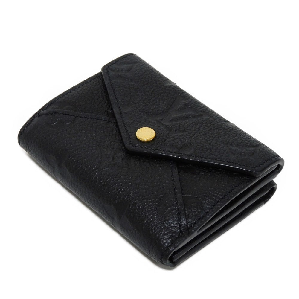 LOUIS VUITTON Tri-fold wallet M82133 Implant leather (monogram embossed) Noir LV logo embossed RFID IC chip Monogram Unplant Portefeuille Celeste unisex(Unisex) Used Authentic