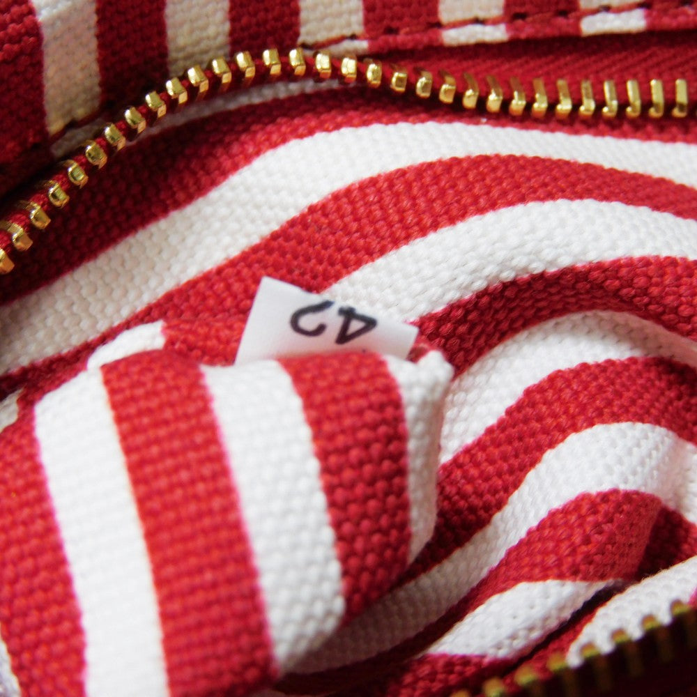 PRADA Clutch bag 1NA021 20L F0N50 cotton Rosso Red Stripe Unused logo Canapa pouch unisex(Unisex) Used Authentic