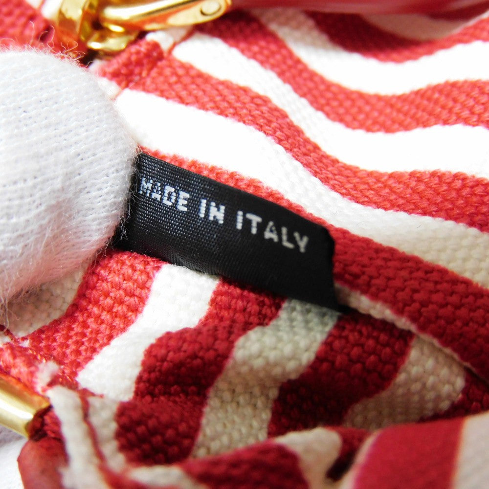 PRADA Clutch bag 1NA021 20L F0N50 cotton Rosso Red Stripe Unused logo Canapa pouch unisex(Unisex) Used Authentic