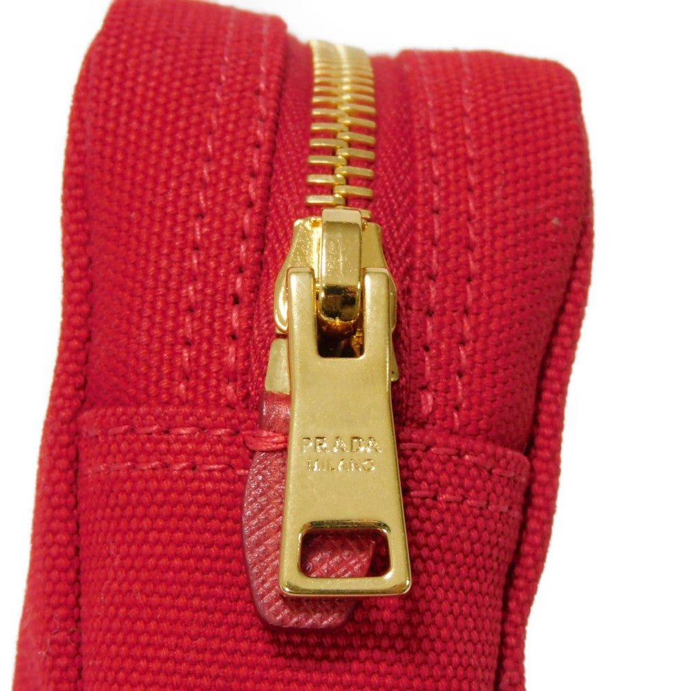 PRADA Clutch bag 1NA021 20L F0N50 cotton Rosso Red Stripe Unused logo Canapa pouch unisex(Unisex) Used Authentic
