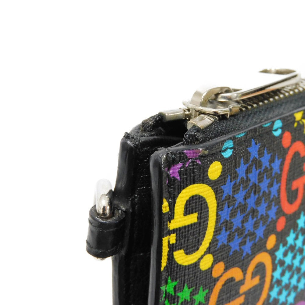 GUCCI Clutch bag 601087 H20BN 1058 GG psychedelic canvas x calf leather (embossed) multicolor Star Double G Black Handle Strap Business Bag GG Psychedelic Pouch mens Used Authentic