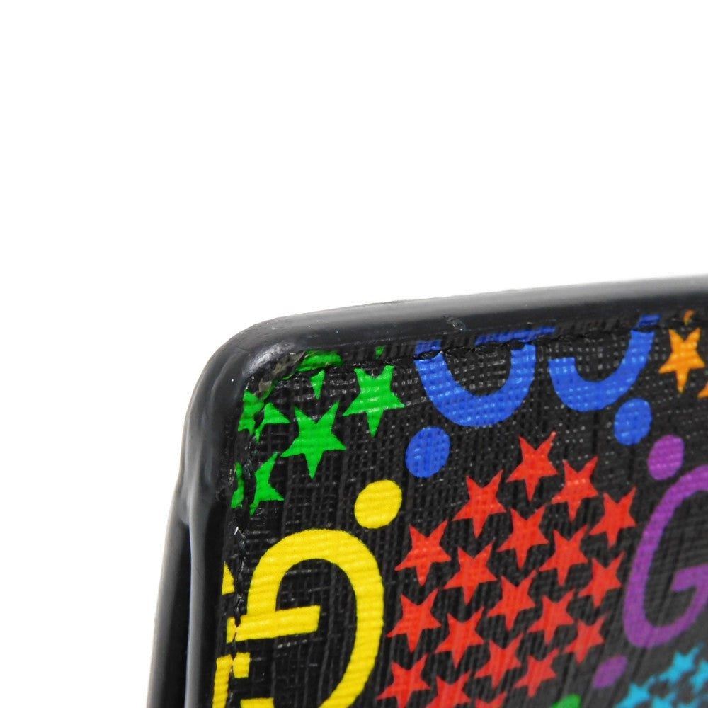 GUCCI Clutch bag 601087 H20BN 1058 GG psychedelic canvas x calf leather (embossed) multicolor Star Double G Black Handle Strap Business Bag GG Psychedelic Pouch mens Used Authentic