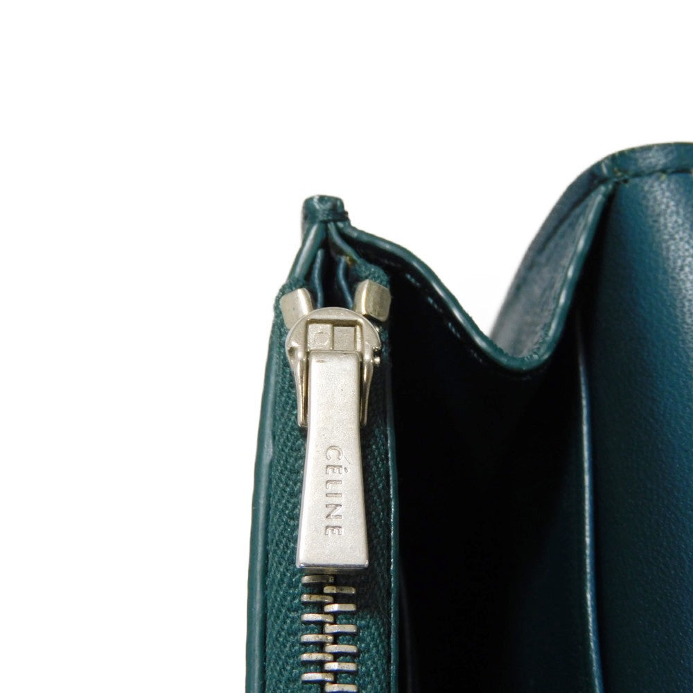 CELINE Shoulder Bag 107773 Smooth lambskin Light blue x dark green ChainShoulder Bag 2WAY Clutch Bag Old logo FRAME Evening Chain Wallet Women Used Authentic