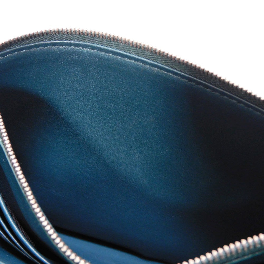 CELINE Shoulder Bag 107773 Smooth lambskin Light blue x dark green ChainShoulder Bag 2WAY Clutch Bag Old logo FRAME Evening Chain Wallet Women Used Authentic