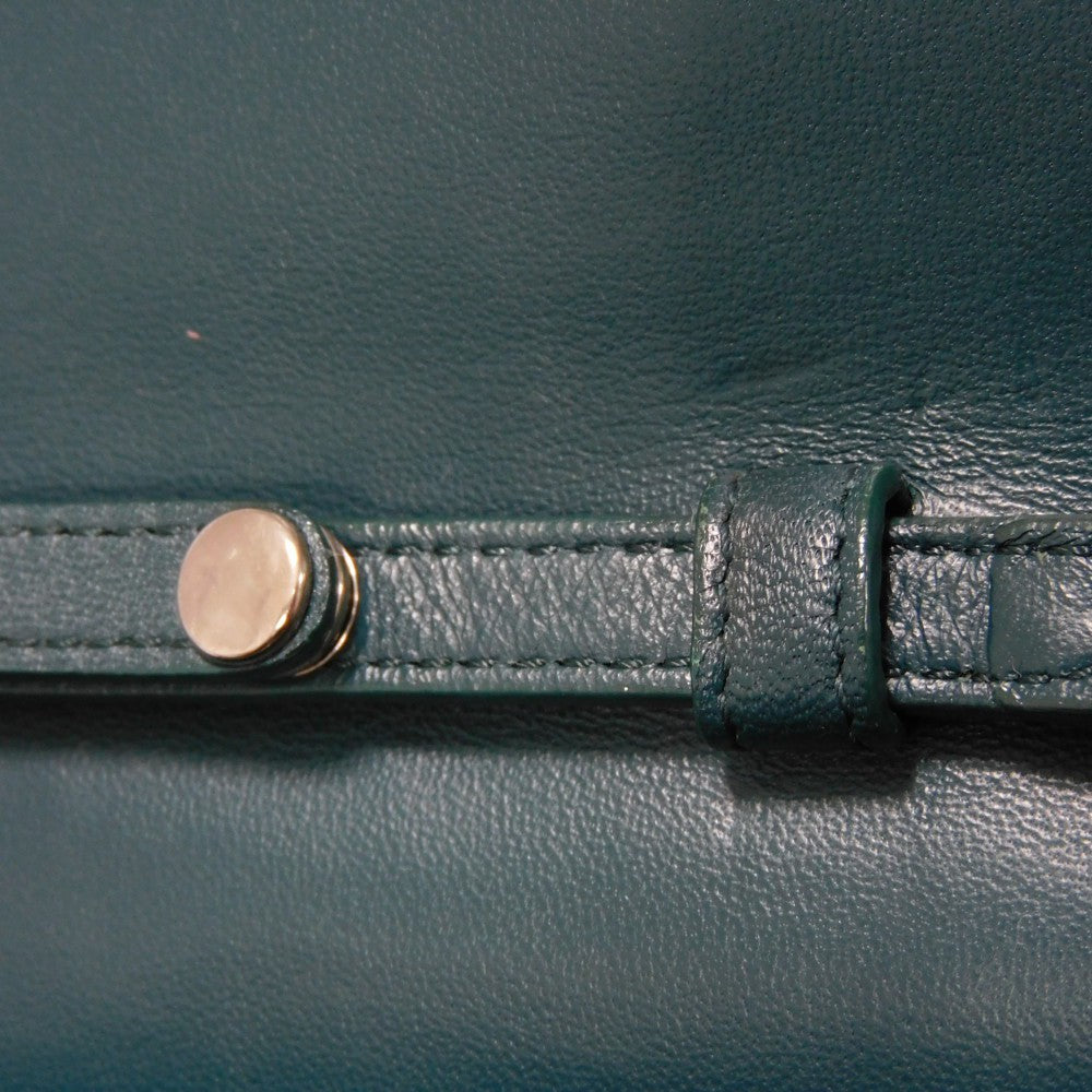 CELINE Shoulder Bag 107773 Smooth lambskin Light blue x dark green ChainShoulder Bag 2WAY Clutch Bag Old logo FRAME Evening Chain Wallet Women Used Authentic