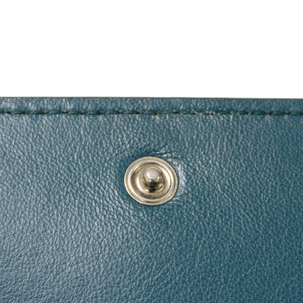 CELINE Shoulder Bag 107773 Smooth lambskin Light blue x dark green ChainShoulder Bag 2WAY Clutch Bag Old logo FRAME Evening Chain Wallet Women Used Authentic