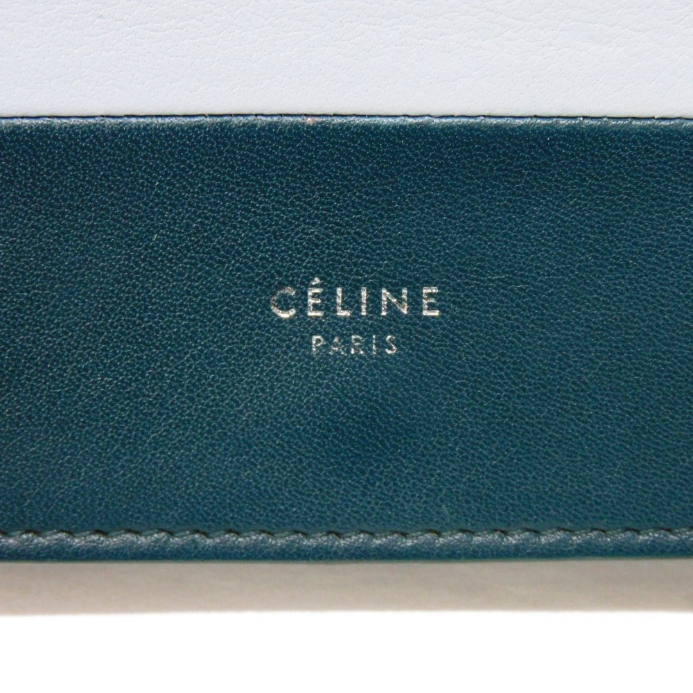 CELINE Shoulder Bag 107773 Smooth lambskin Light blue x dark green ChainShoulder Bag 2WAY Clutch Bag Old logo FRAME Evening Chain Wallet Women Used Authentic