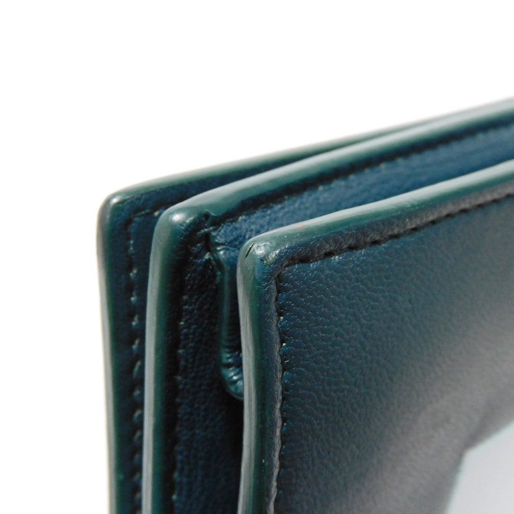 CELINE Shoulder Bag 107773 Smooth lambskin Light blue x dark green ChainShoulder Bag 2WAY Clutch Bag Old logo FRAME Evening Chain Wallet Women Used Authentic
