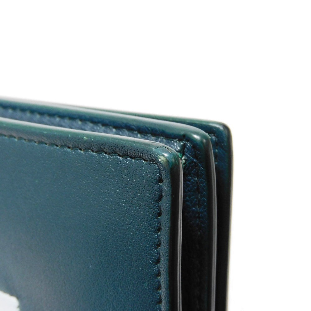 CELINE Shoulder Bag 107773 Smooth lambskin Light blue x dark green ChainShoulder Bag 2WAY Clutch Bag Old logo FRAME Evening Chain Wallet Women Used Authentic