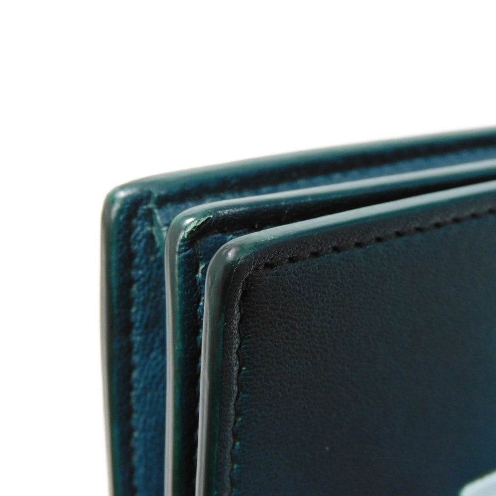CELINE Shoulder Bag 107773 Smooth lambskin Light blue x dark green ChainShoulder Bag 2WAY Clutch Bag Old logo FRAME Evening Chain Wallet Women Used Authentic