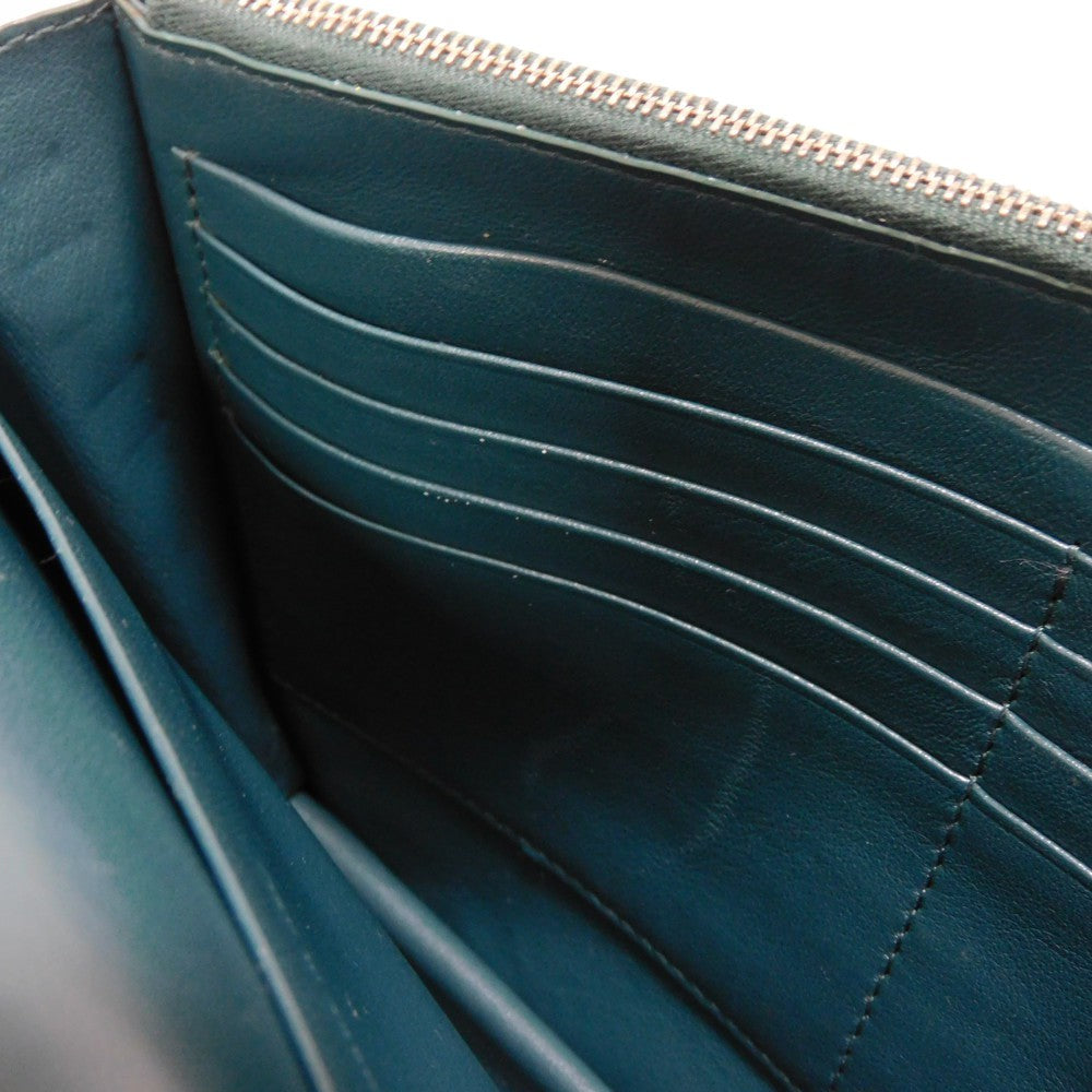 CELINE Shoulder Bag 107773 Smooth lambskin Light blue x dark green ChainShoulder Bag 2WAY Clutch Bag Old logo FRAME Evening Chain Wallet Women Used Authentic