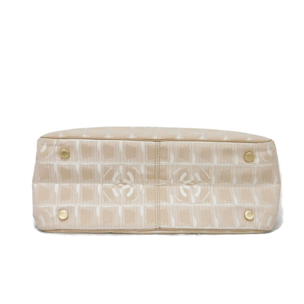 CHANEL Tote Bag A20457 Nylon jacquard x calfskin beige CC Mark Nylon Jacquard Calfskin 8th Series COCO Mark New Travel Line Tote PM unisex(Unisex) Used Authentic