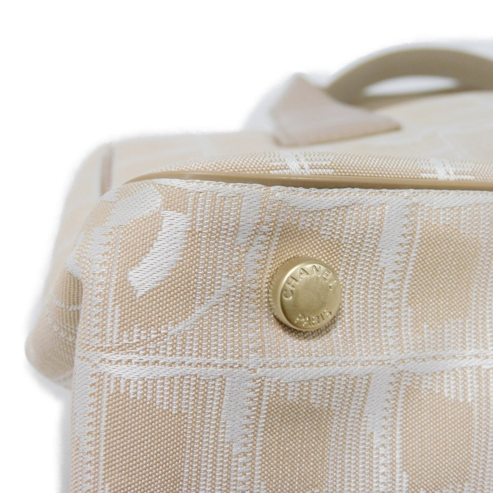 CHANEL Tote Bag A20457 Nylon jacquard x calfskin beige CC Mark Nylon Jacquard Calfskin 8th Series COCO Mark New Travel Line Tote PM unisex(Unisex) Used Authentic