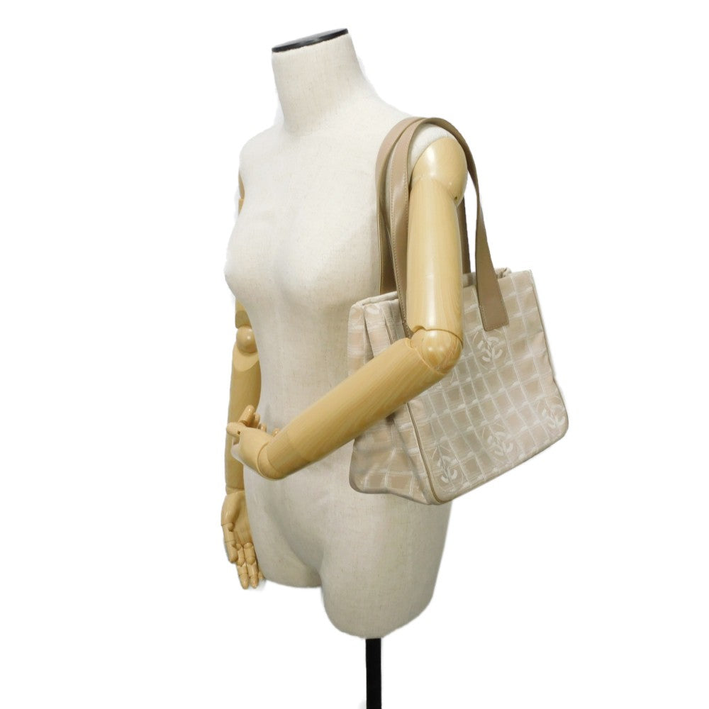 CHANEL Tote Bag A20457 Nylon jacquard x calfskin beige CC Mark Nylon Jacquard Calfskin 8th Series COCO Mark New Travel Line Tote PM unisex(Unisex) Used Authentic