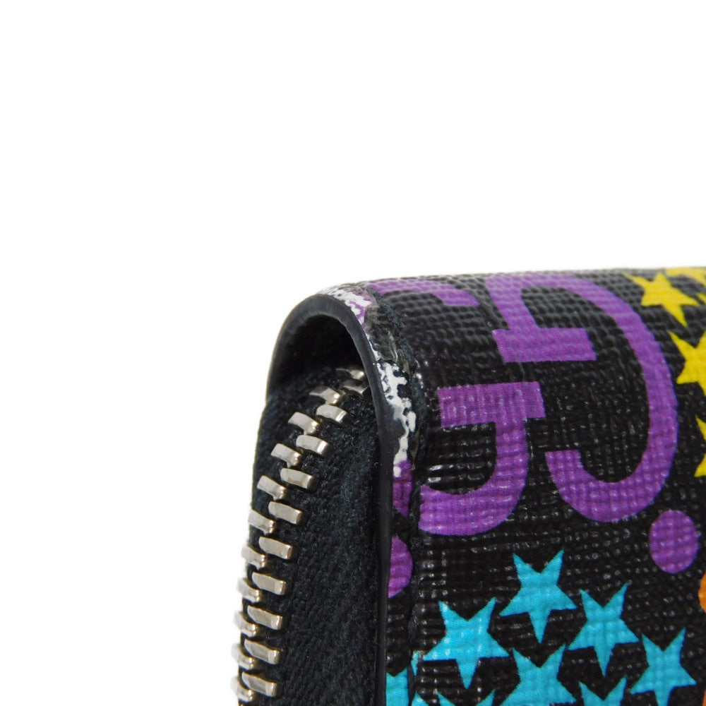 GUCCI Coin case 601095 H20BN 1058 GG psychedelic canvas x calf leather (embossed) multicolor Zip Around GG psychedelic compact zip around wallet mens Used Authentic