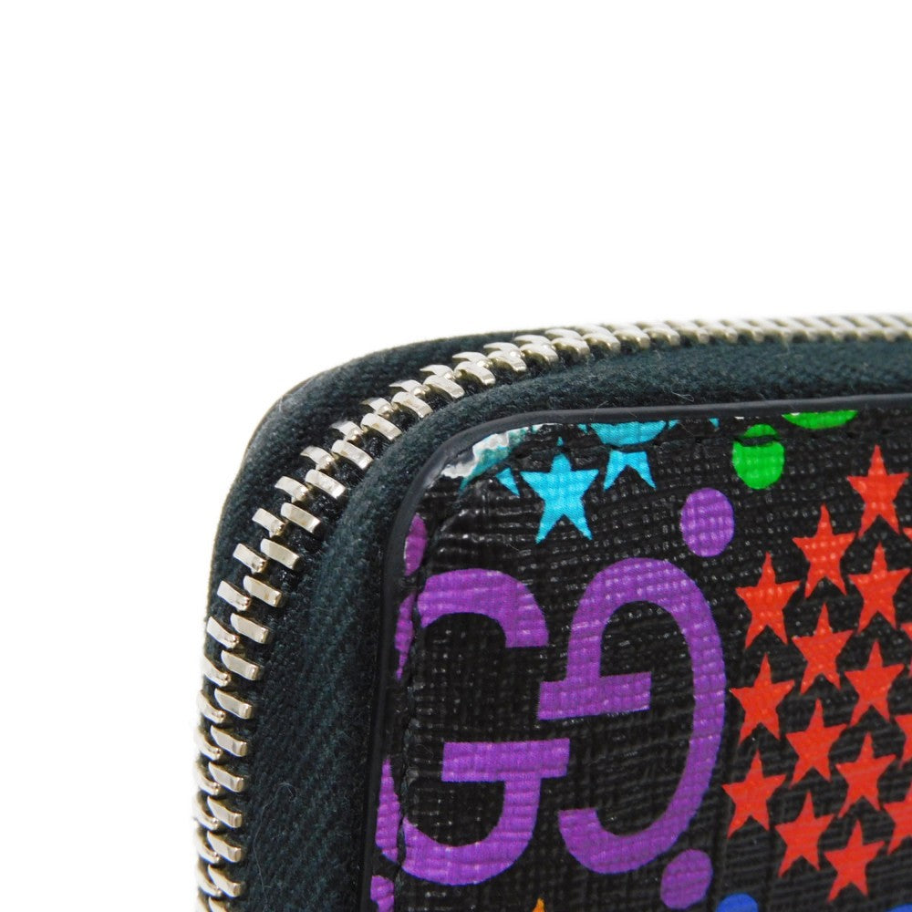 GUCCI Coin case 601095 H20BN 1058 GG psychedelic canvas x calf leather (embossed) multicolor Zip Around GG psychedelic compact zip around wallet mens Used Authentic