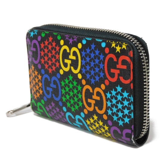 GUCCI Coin case 601095 H20BN 1058 GG psychedelic canvas x calf leather (embossed) multicolor Zip Around GG psychedelic compact zip around wallet mens Used Authentic