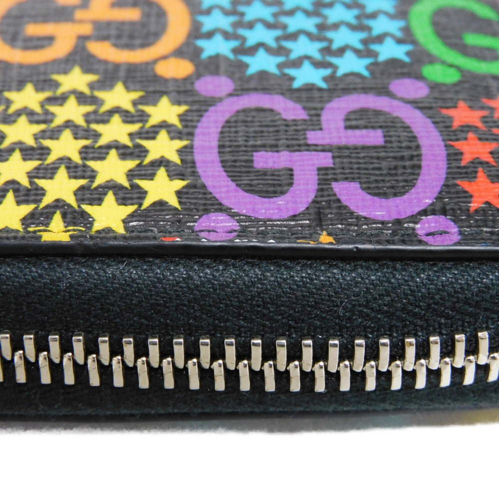 GUCCI Coin case 601095 H20BN 1058 GG psychedelic canvas x calf leather (embossed) multicolor Zip Around GG psychedelic compact zip around wallet mens Used Authentic
