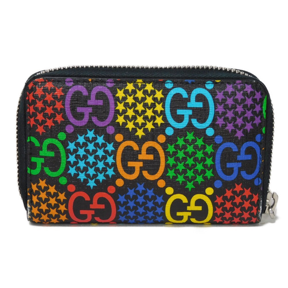 GUCCI Coin case 601095 H20BN 1058 GG psychedelic canvas x calf leather (embossed) multicolor Zip Around GG psychedelic compact zip around wallet mens Used Authentic