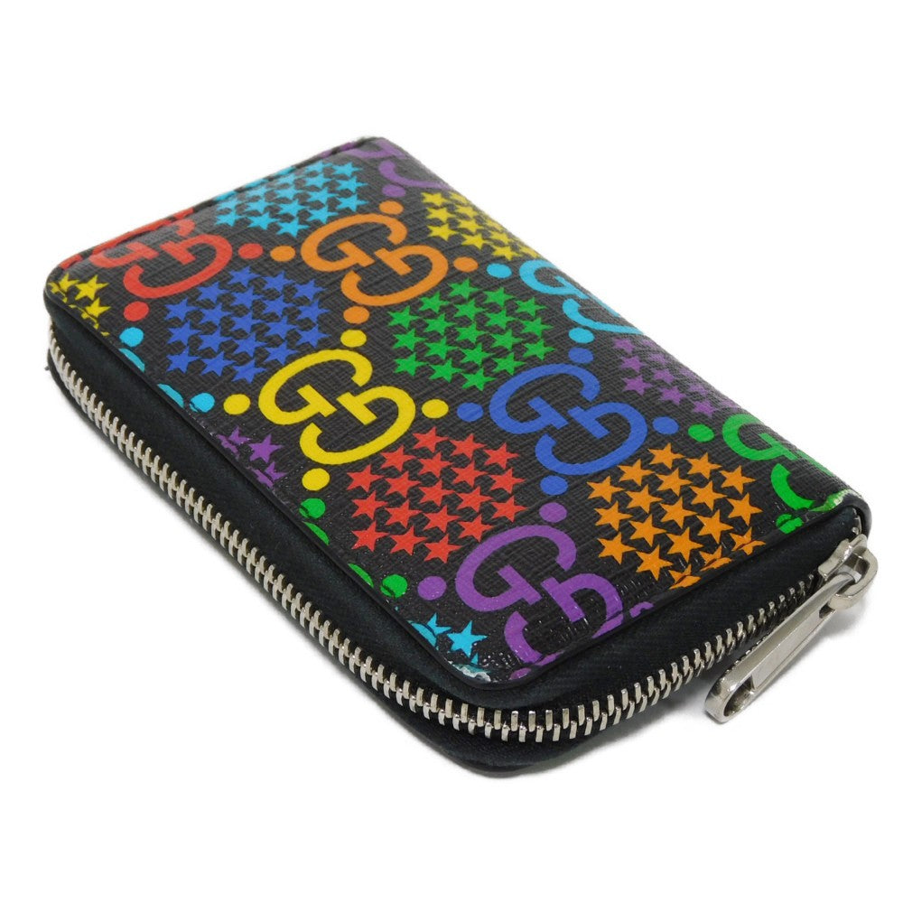 GUCCI Coin case 601095 H20BN 1058 GG psychedelic canvas x calf leather (embossed) multicolor Zip Around GG psychedelic compact zip around wallet mens Used Authentic