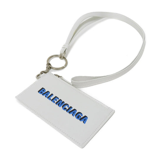 BALENCIAGA Coin case 594548 1I373 9064  Smooth scarf skin white New logo Cash Card Case Strap mens(Unisex) Used Authentic