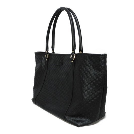 GUCCI Tote Bag 449647 BMJ1G 1000 GG striped leather black logo embossed patch shoulder bag Micro GG Shima gucci sima tote mens Used Authentic