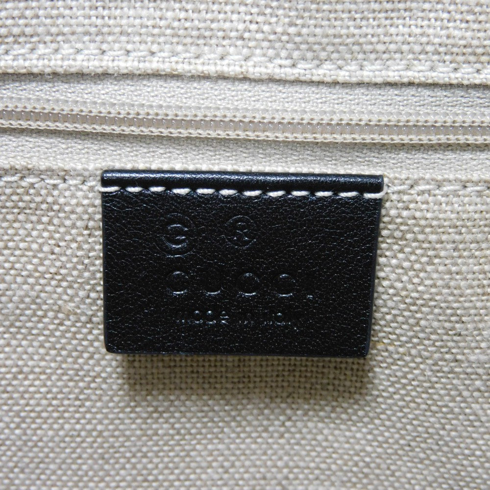 GUCCI Tote Bag 449647 BMJ1G 1000 GG striped leather black logo embossed patch shoulder bag Micro GG Shima gucci sima tote mens Used Authentic
