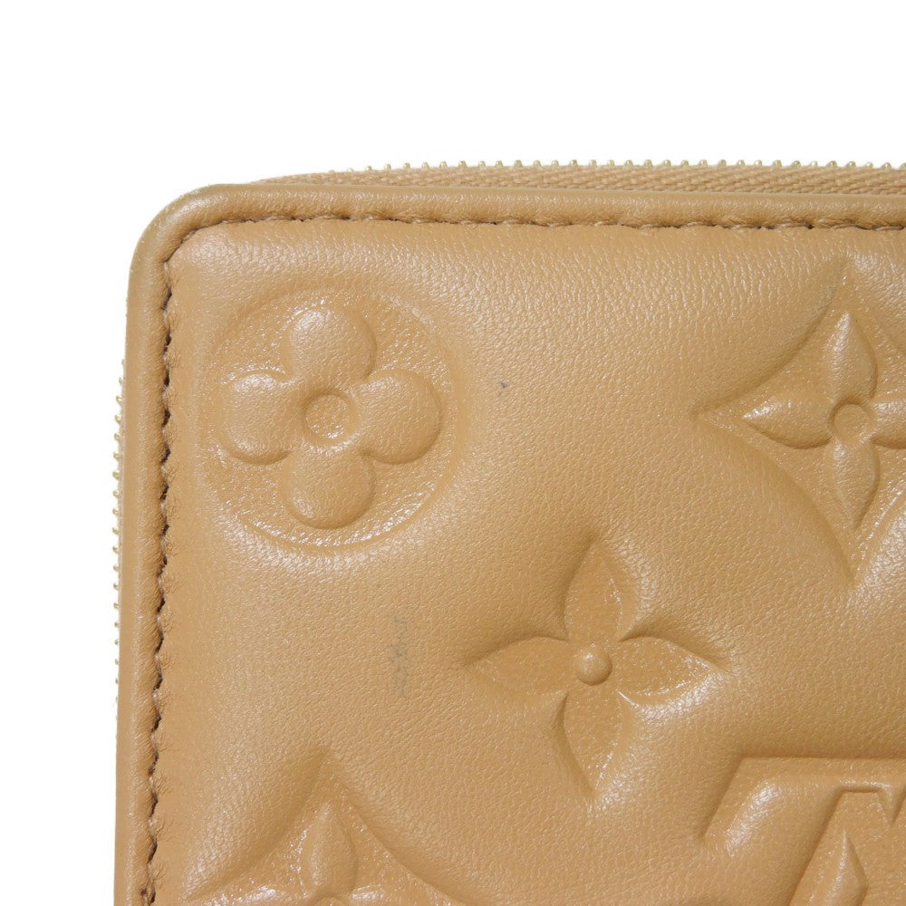 LOUIS VUITTON Bifold Wallet M81673 Lamb leather (monogram type push) x calf leather Camel Current LV logo flower beige RFID IC chip Monogram emboss Portefeuille Lou unisex(Unisex) Used Authentic