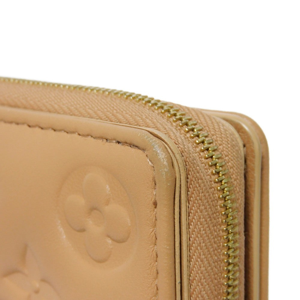 LOUIS VUITTON Bifold Wallet M81673 Lamb leather (monogram type push) x calf leather Camel Current LV logo flower beige RFID IC chip Monogram emboss Portefeuille Lou unisex(Unisex) Used Authentic