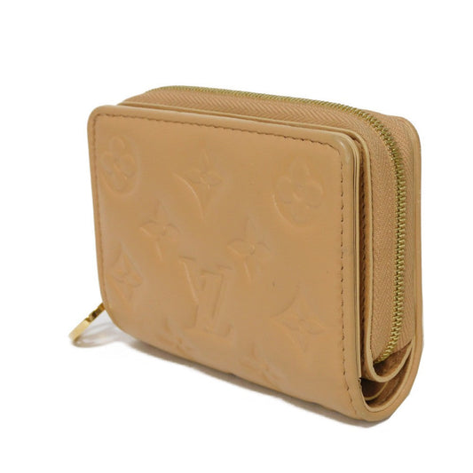 LOUIS VUITTON Bifold Wallet M81673 Lamb leather (monogram type push) x calf leather Camel Current LV logo flower beige RFID IC chip Monogram emboss Portefeuille Lou unisex(Unisex) Used Authentic