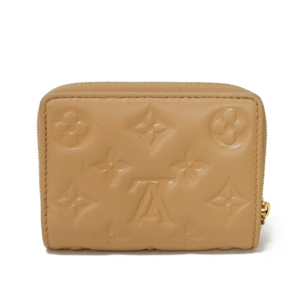 LOUIS VUITTON Bifold Wallet M81673 Lamb leather (monogram type push) x calf leather Camel Current LV logo flower beige RFID IC chip Monogram emboss Portefeuille Lou unisex(Unisex) Used Authentic