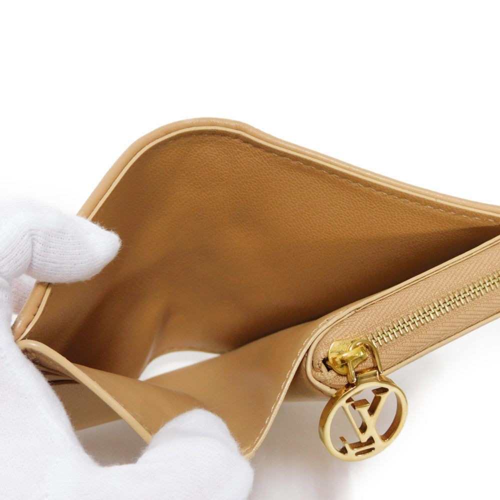 LOUIS VUITTON Bifold Wallet M81673 Lamb leather (monogram type push) x calf leather Camel Current LV logo flower beige RFID IC chip Monogram emboss Portefeuille Lou unisex(Unisex) Used Authentic