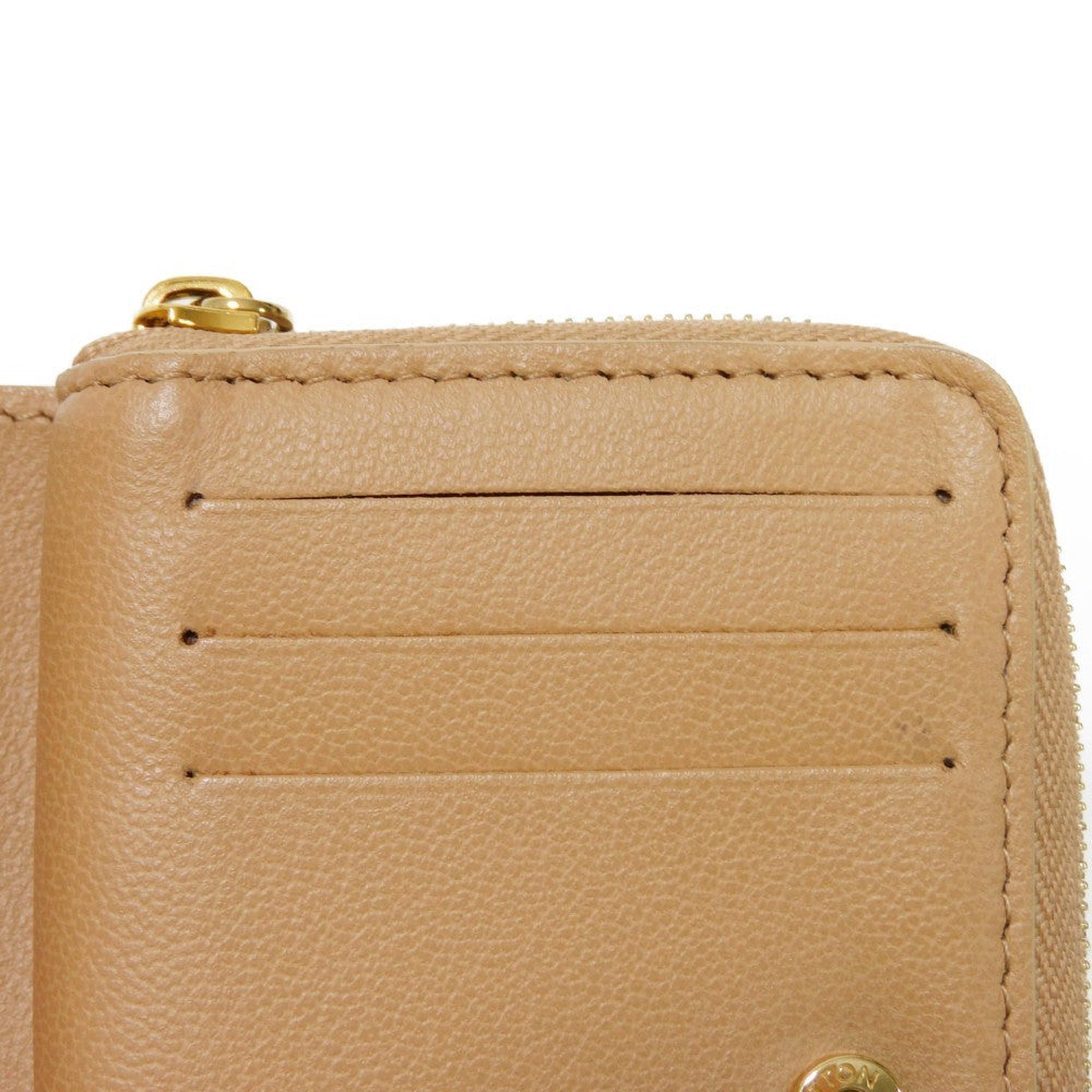 LOUIS VUITTON Bifold Wallet M81673 Lamb leather (monogram type push) x calf leather Camel Current LV logo flower beige RFID IC chip Monogram emboss Portefeuille Lou unisex(Unisex) Used Authentic