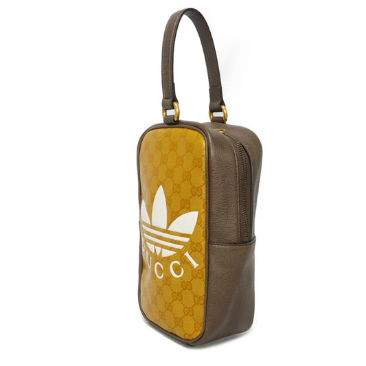 GUCCI Handbag 702387 UVSAT 7267 GG Crystal Canvas (Plastics finish) x Calf leather beige trefoil logo brown Adidas GG Crystal Mini Top Handle Bag unisex(Unisex) Used Authentic