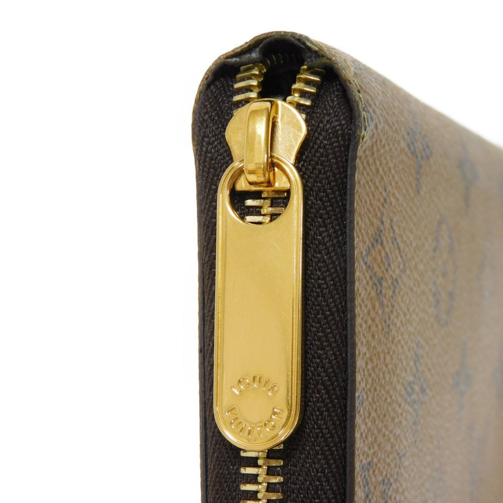 LOUIS VUITTON Long Wallet Purse M82444 Monogram Reverse Canvas x Grained Leather Brown x noir Current LV logo Beige Brown New Zip Around RFID Monogram reverse Zippy wallet unisex(Unisex) Used Authentic