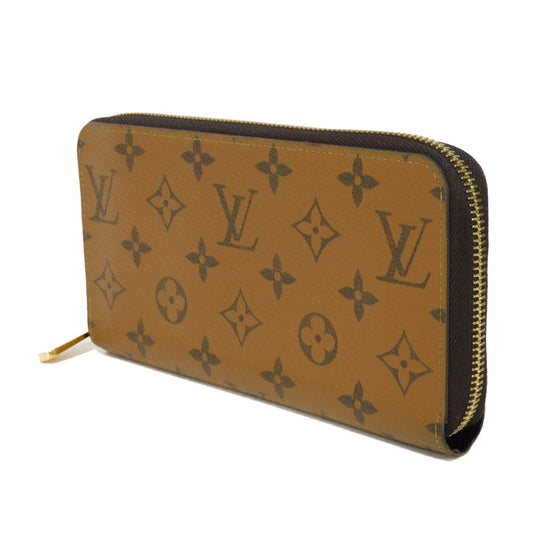 LOUIS VUITTON Long Wallet Purse M82444 Monogram Reverse Canvas x Grained Leather Brown x noir Current LV logo Beige Brown New Zip Around RFID Monogram reverse Zippy wallet unisex(Unisex) Used Authentic