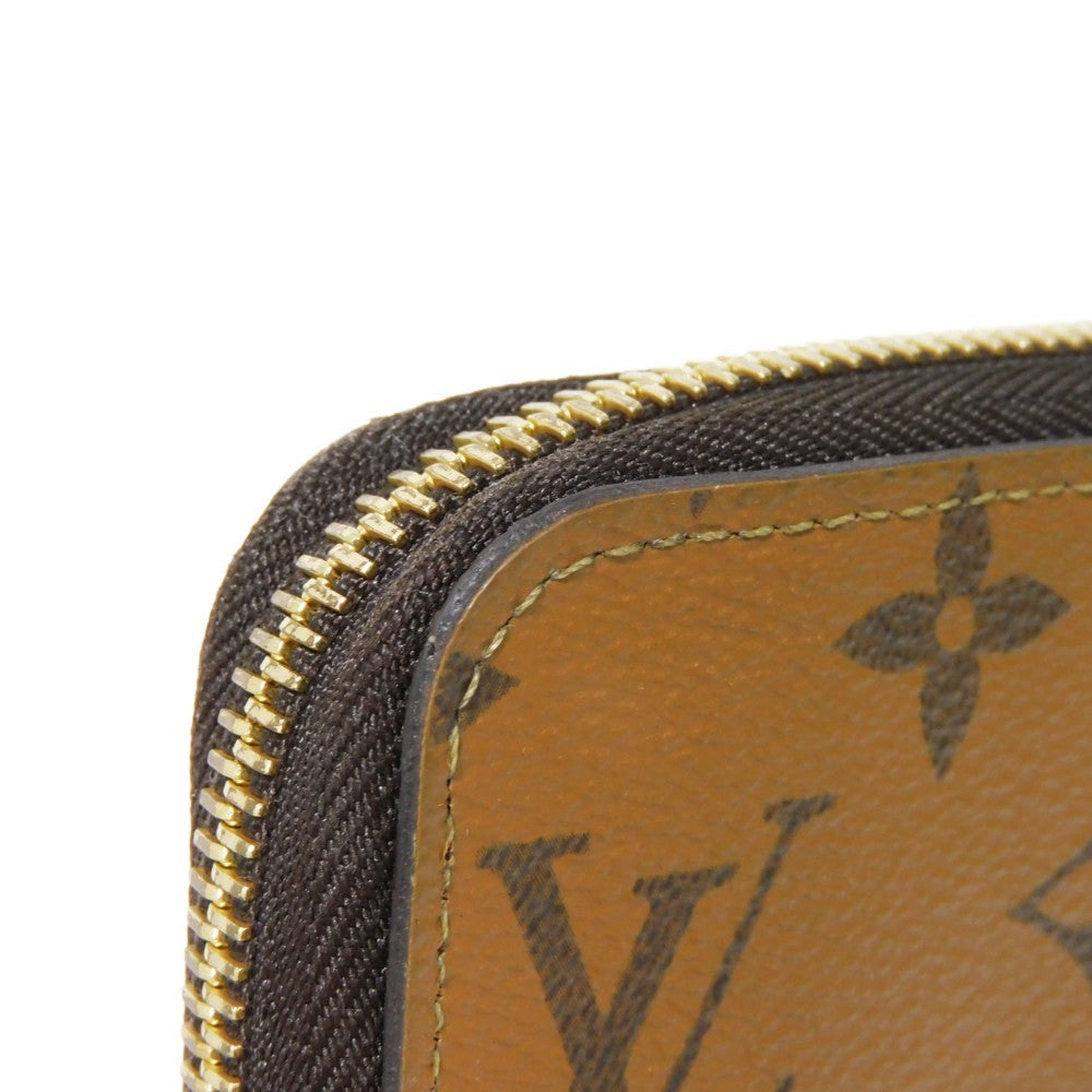 LOUIS VUITTON Long Wallet Purse M82444 Monogram Reverse Canvas x Grained Leather Brown x noir Current LV logo Beige Brown New Zip Around RFID Monogram reverse Zippy wallet unisex(Unisex) Used Authentic