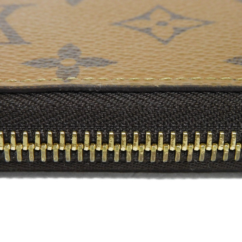 LOUIS VUITTON Long Wallet Purse M82444 Monogram Reverse Canvas x Grained Leather Brown x noir Current LV logo Beige Brown New Zip Around RFID Monogram reverse Zippy wallet unisex(Unisex) Used Authentic