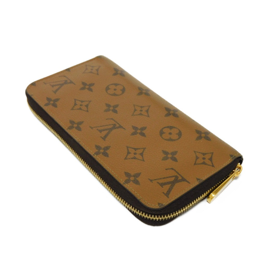 LOUIS VUITTON Long Wallet Purse M82444 Monogram Reverse Canvas x Grained Leather Brown x noir Current LV logo Beige Brown New Zip Around RFID Monogram reverse Zippy wallet unisex(Unisex) Used Authentic