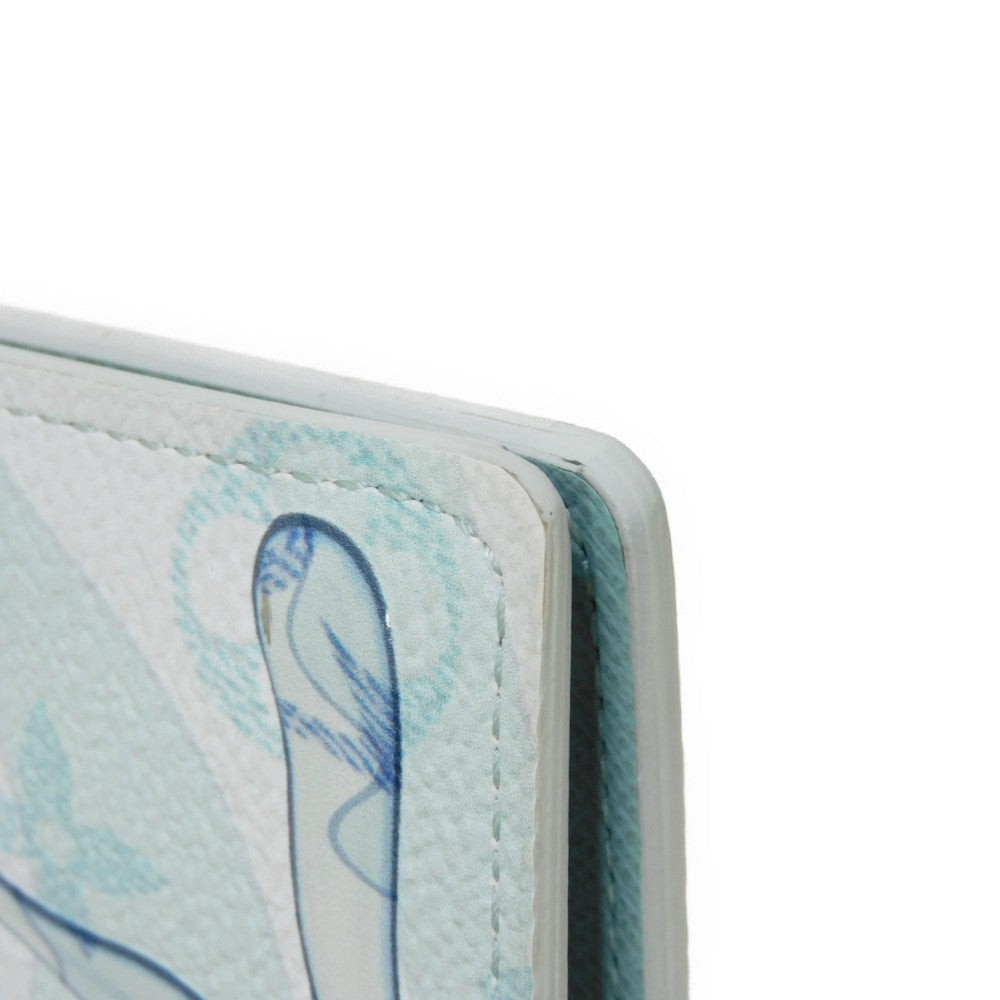 LOUIS VUITTON Long Wallet Purse M82306 Monogram Aqua Garden Canvas Crystal blue LV logo flower 23AW RFID IC chip monogram aqua garden Portefeuille Braza mens Used Authentic