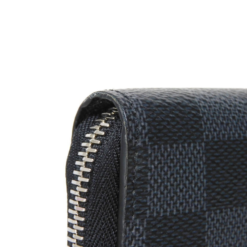 LOUIS VUITTON Long Wallet Purse N60379 Damier Graphite canvas x cowhide leather Noir Logo embossed L-shaped zipper Strap RFID IC chip Damier Graphite Zippy dragonne mens Used Authentic
