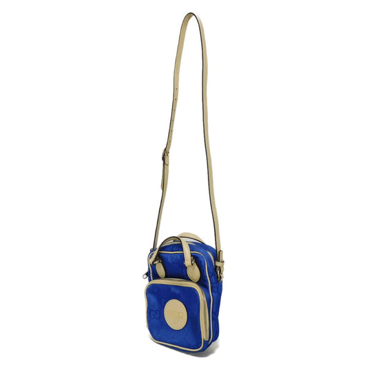 GUCCI Shoulder Bag 625850 GG nylon x calf leather (embossed) blue Logo foil stamped double G Ivory 2WAY handbag GG nylon Off the Grid Crossbody unisex(Unisex) Used Authentic
