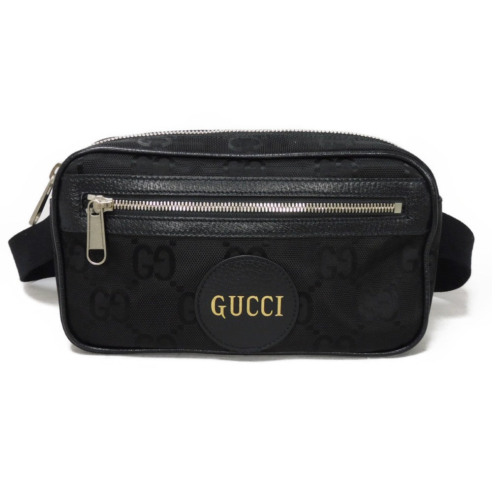 GUCCI Sling bag 631341 H9HBN 1000 GG nylon x calf leather (embossed) black Waist bag Shoulder Bag GG nylon Off the grid belt bag mens Used Authentic
