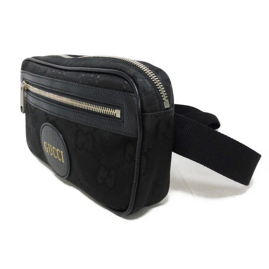 GUCCI Sling bag 631341 H9HBN 1000 GG nylon x calf leather (embossed) black Waist bag Shoulder Bag GG nylon Off the grid belt bag mens Used Authentic